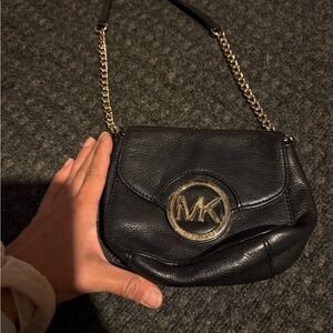 Michael Kors Black Crossbody Bag with Gold Chain